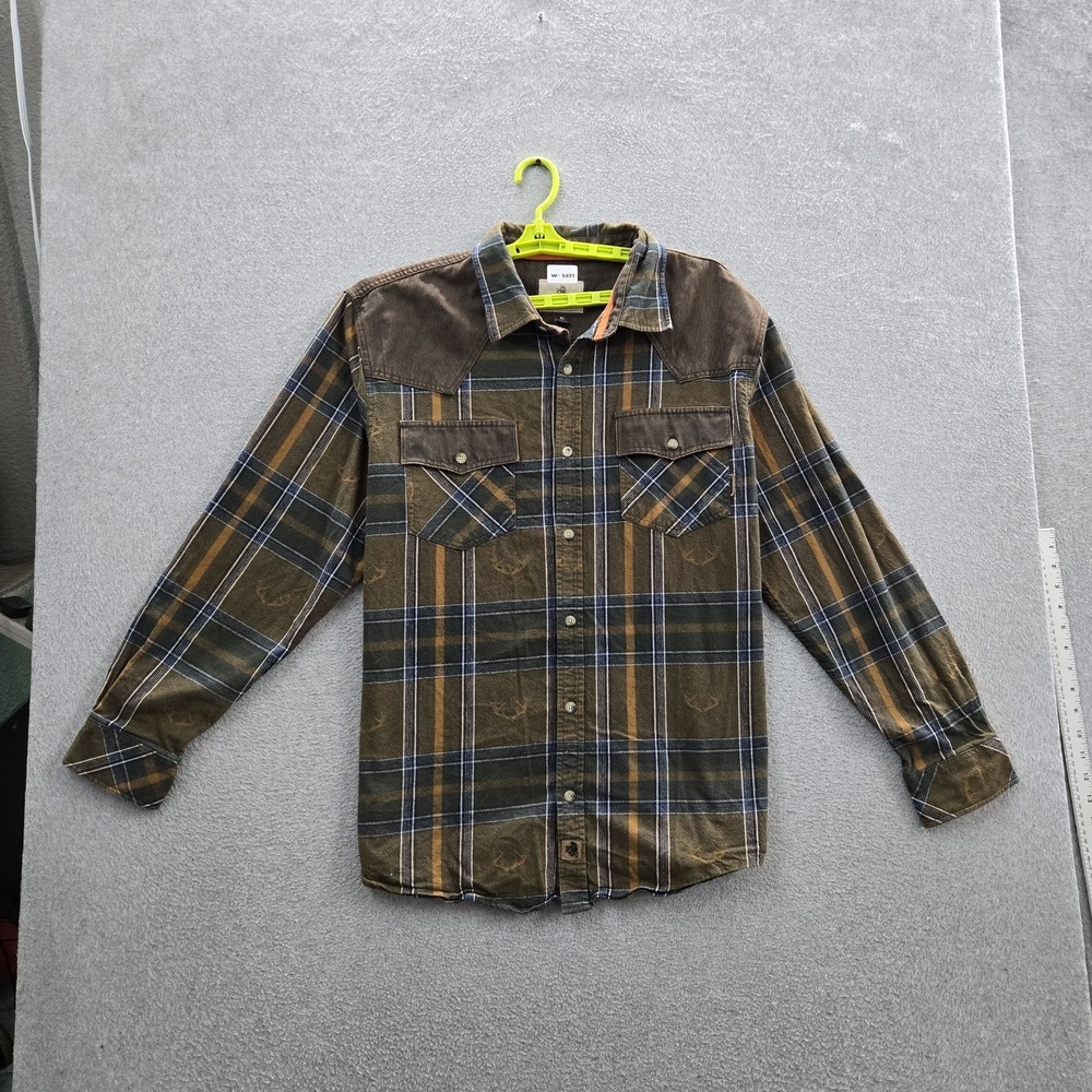 Legendary Whitetails‎ Men Button Up Shirt XL Green Plaid Flannel Western Work